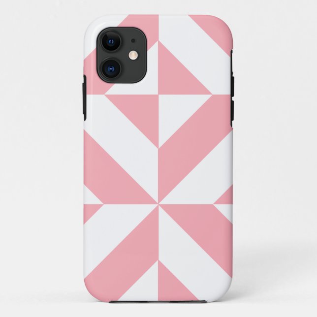 Coques Case-Mate iPhone Motif de cube géométrique Melon rose (Dos)