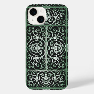 Coque Pour iPhone 14 Motif de défilement vert et noir