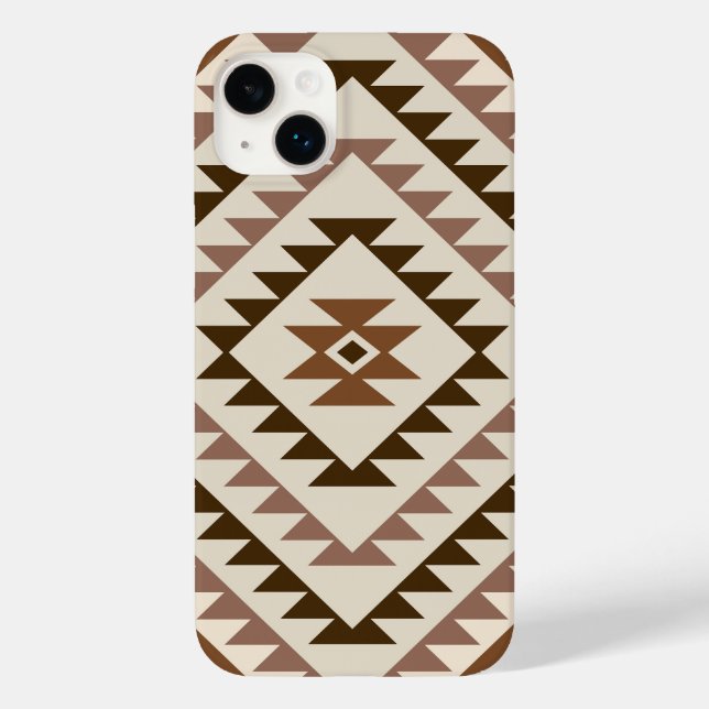 Coques Case-Mate iPhone Motif de diamant aztèque marron et crème (Verso)