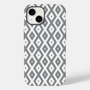 Coque Pour iPhone 14 Motif de diamants gris et blanc