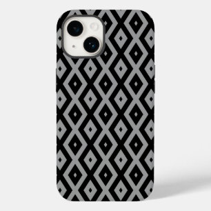 Coque Pour iPhone 14 Motif de diamants gris et noir