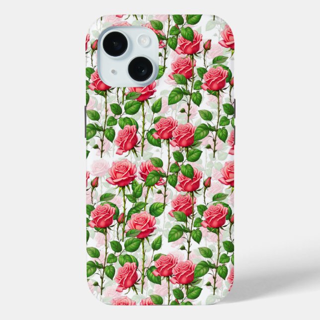Coques Case-Mate iPhone Motif de feuillage floral rose (Verso)