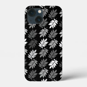Case-Mate iPhone Case Motif de feuille aînée noir blanc gris