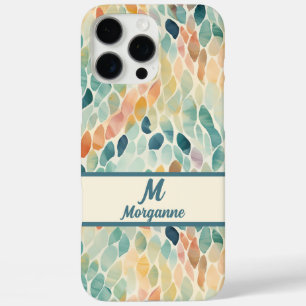 Coques iPhone 16 Pro Max Motif de feuille d'aquarelle monogramme personnali