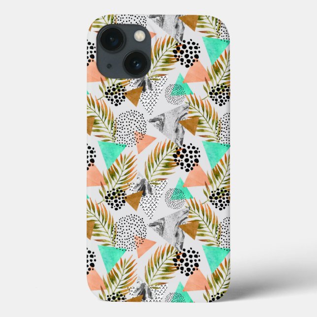 Coques Case-Mate iPhone Motif de feuille géométrique Tropical Abstrait (Verso)
