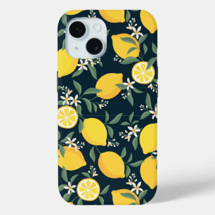 Coque Pour iPhone 15 Motif de feuille jaune citron