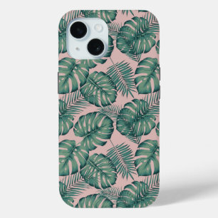 Coque Pour iPhone 15 Motif de feuille tropicale