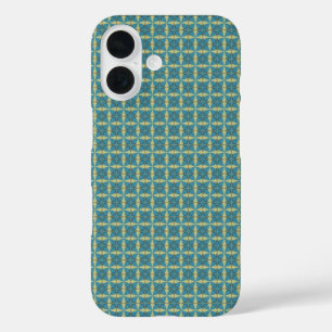 Coques iPhone 16 Motif de feuilles simples en bleu