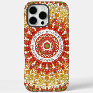 Coques iPhone 16 Pro Max Motif de fiesta mandala en rouge, jaune et vert