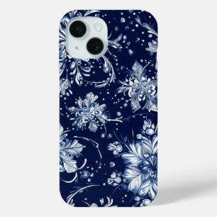 Coque Pour iPhone 15 Motif de fleur de neige d'hiver