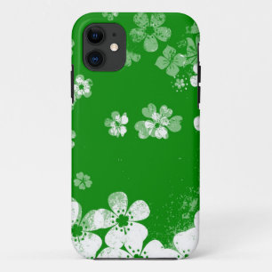 Coques Pour iPhone Motif de fleur verte et blanche
