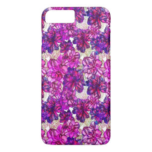 Coque iPhone 8 Plus/7 Plus Motif De Fleurs Abstraites Roses Et Violettes