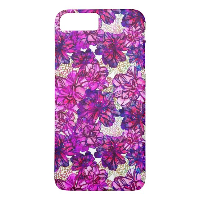 Coques Case-Mate iPhone Motif De Fleurs Abstraites Roses Et Violettes (Dos)
