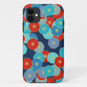 Case-Mate iPhone Case Motif de fleurs Art Déco - bleu, turquoise et roug