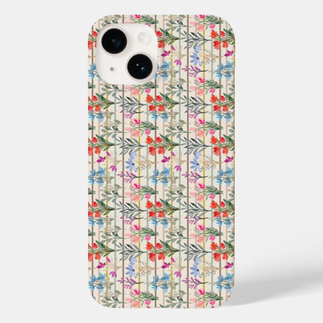 Coques Case-Mate iPhone Motif de fleurs d'aquarelle moderne (Verso)
