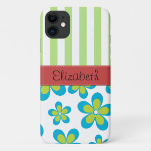 Coque Case-Mate Pour iPhone Motif De Fleurs, Grandes Vertes, Votre Nom