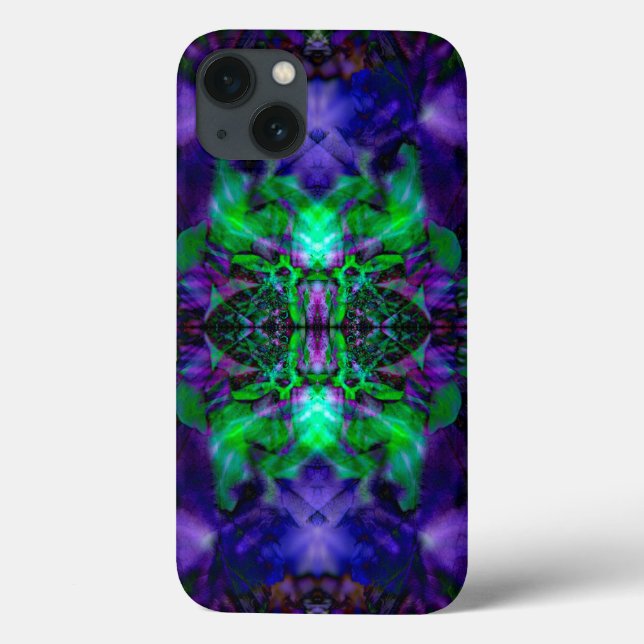 Coques Case-Mate iPhone Motif de fleurs kaléidoscope violet (Verso)