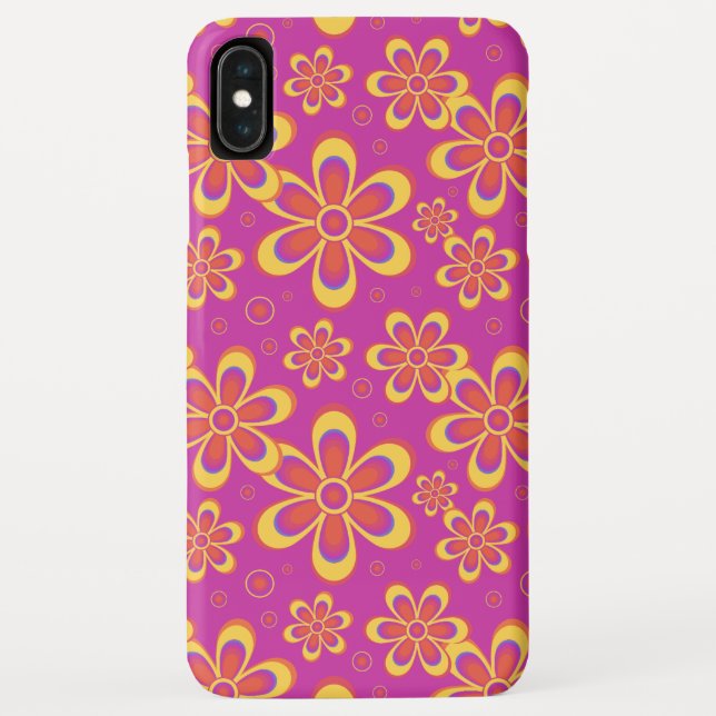 Coques Case-Mate iPhone Motif de fleurs Super magenta violet (Dos)