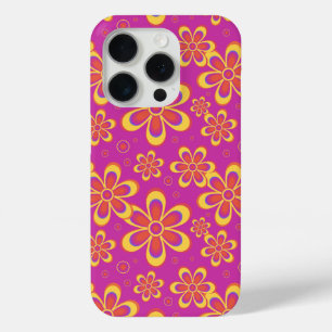 Coque iPhone 15 Pro Motif de fleurs Super magenta violet