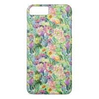 Motif de floraison exotique de cactus d'aquarelle