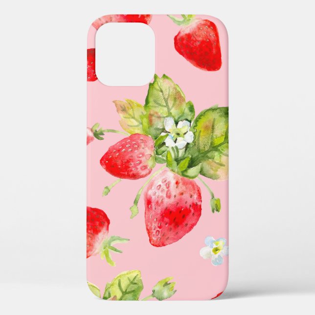 Coques Case-Mate iPhone motif de fraise transparent aquarelle (Verso)