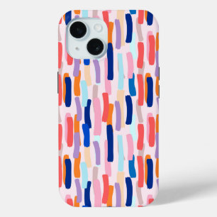 Coque Pour iPhone 15 Motif de frappe de pinceau coloré