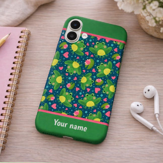 Coques iPhone 16 Plus Motif de grenouille amusante Nom personnalisé Nouv
