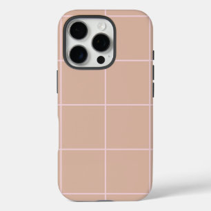 Coques iPhone 16 Pro Motif de grille en beige chaud et vérification min