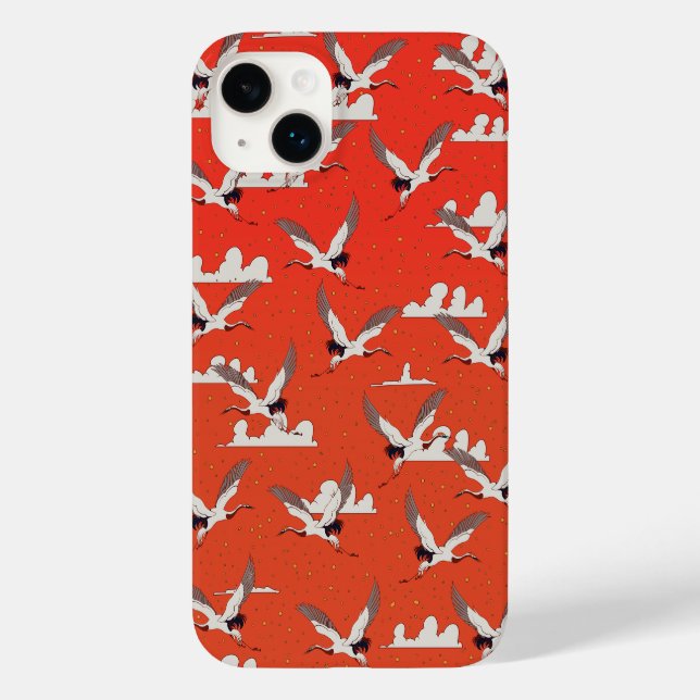 Coques Case-Mate iPhone Motif de grue d'Asie rouge (Verso)