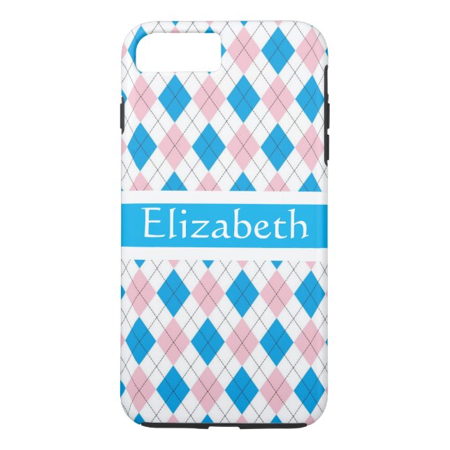 Coques Case-Mate iPhone Motif de Jacquard bleu rose personnalisé (Dos)