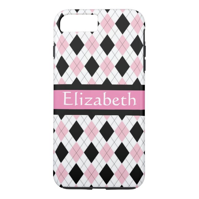 Coques Case-Mate iPhone Motif de Jacquard noir rose personnalisé (Dos)