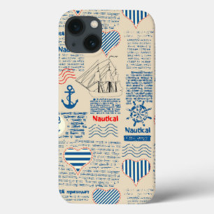 iPhone 13 Coque Motif de journal nautique