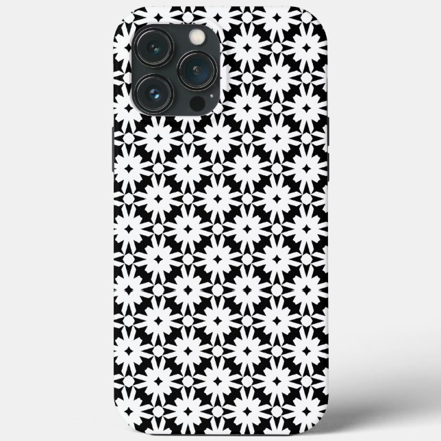 Coques Case-Mate iPhone Motif de la chaîne de fleurs de papier blanc noir (Verso)
