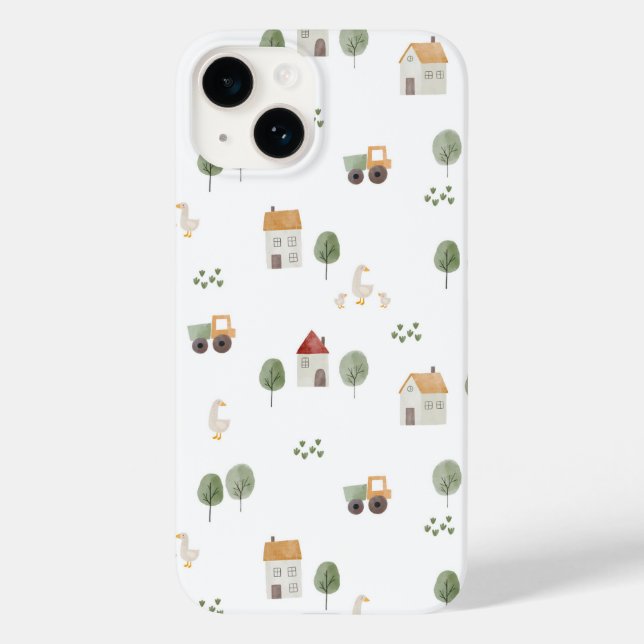 Coques Case-Mate iPhone Motif de la ferme d'aquarelle (Verso)