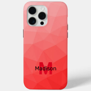 Coque iPhone 15 Pro Max Motif de maillage géométrique à l'ombre rouge