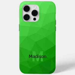 Coque iPhone 15 Pro Max Motif de maillage géométrique vert clair et ombrag