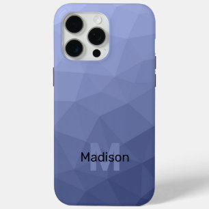 Coque iPhone 15 Pro Max Motif de maille géométrique ombré bleu gris Monogr