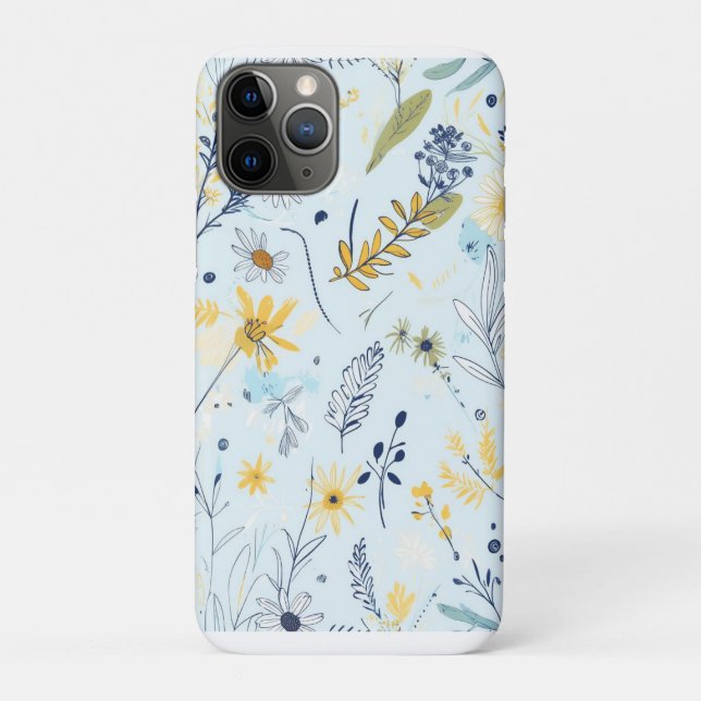 Coques Case-Mate iPhone Motif de marguerite bleu et jaune (Dos)