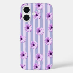 Coques iPhone 16 Motif de marguerite bleue et violette