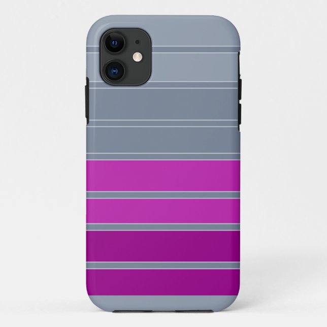 Coques Case-Mate iPhone Motif de mode gris rayé violet (Dos)