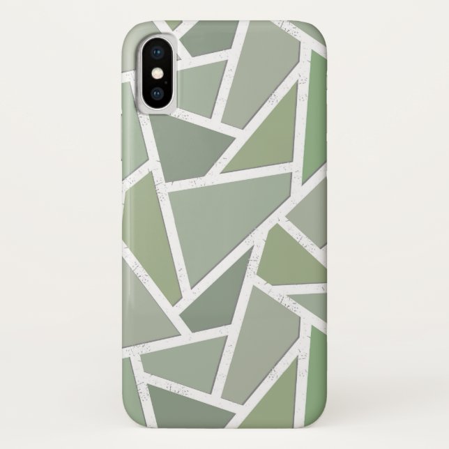 Coques Case-Mate iPhone Motif de mosaïque vert olive (Dos)