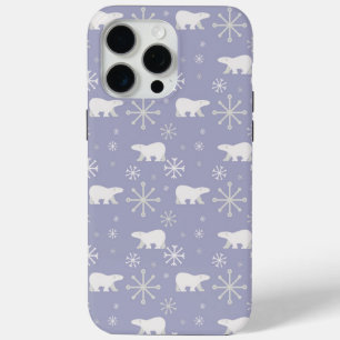 Coque iPhone 15 Pro Max Motif de Noël avec ours polaires et flocons de nei