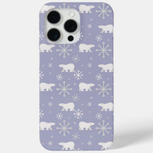 Coque iPhone 15 Pro Max Motif de Noël avec ours polaires et flocons de nei