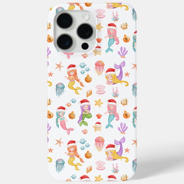 Coques Case-Mate iPhone Motif de Noël de la sirène (Verso)