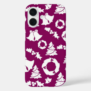 Coques iPhone 16 Motif de Noël pourpre
