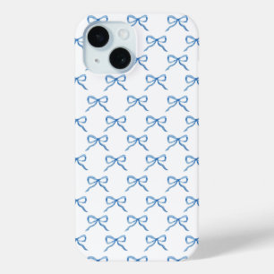 Coque Pour iPhone 15 Motif de nœud à l'aquarelle bleue