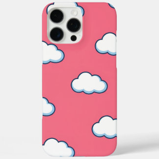 Coques iPhone 16 Pro Max Motif de nuage de dessin animé mignon sur rose