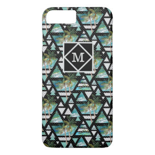 Coque iPhone 8 Plus/7 Plus Motif de palmes et vagues géométriques Abstraite