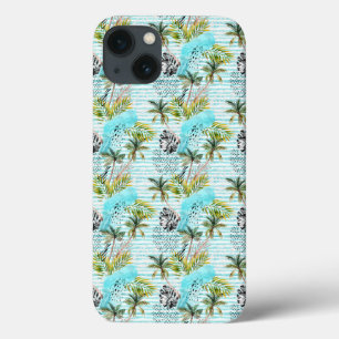 Etui iPhone 13 Motif de palmier à aquarelle Abstrait