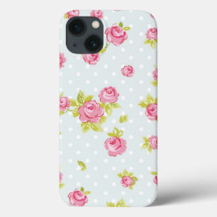 iPhone 13 Case Motif de papier peint d'élégance des roses roses 4